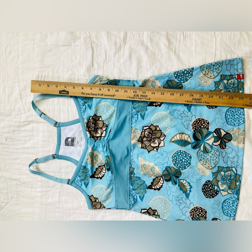 North Face VaporWick Mira Kari Built In Bra Tank Top Blue Floral M - Picture 5 of 8